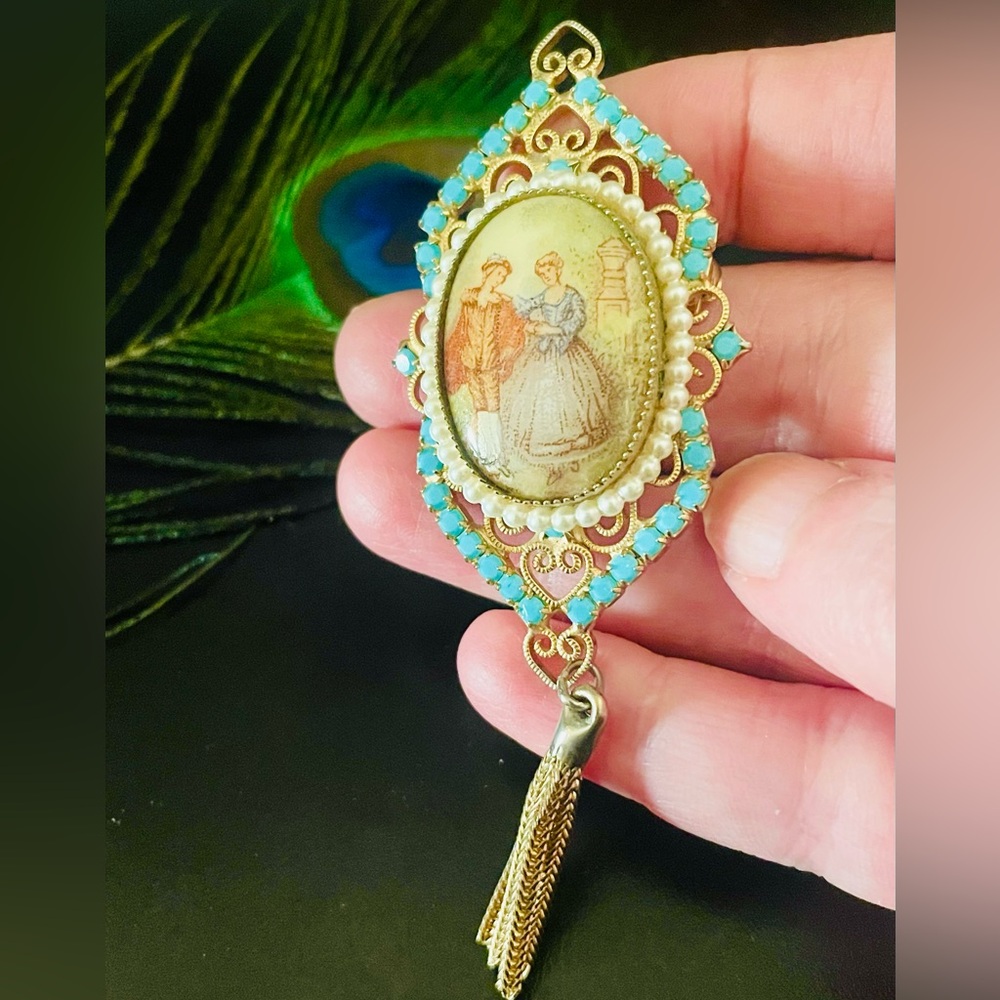 Vintage Victorian Gold and Turquoise Brooch